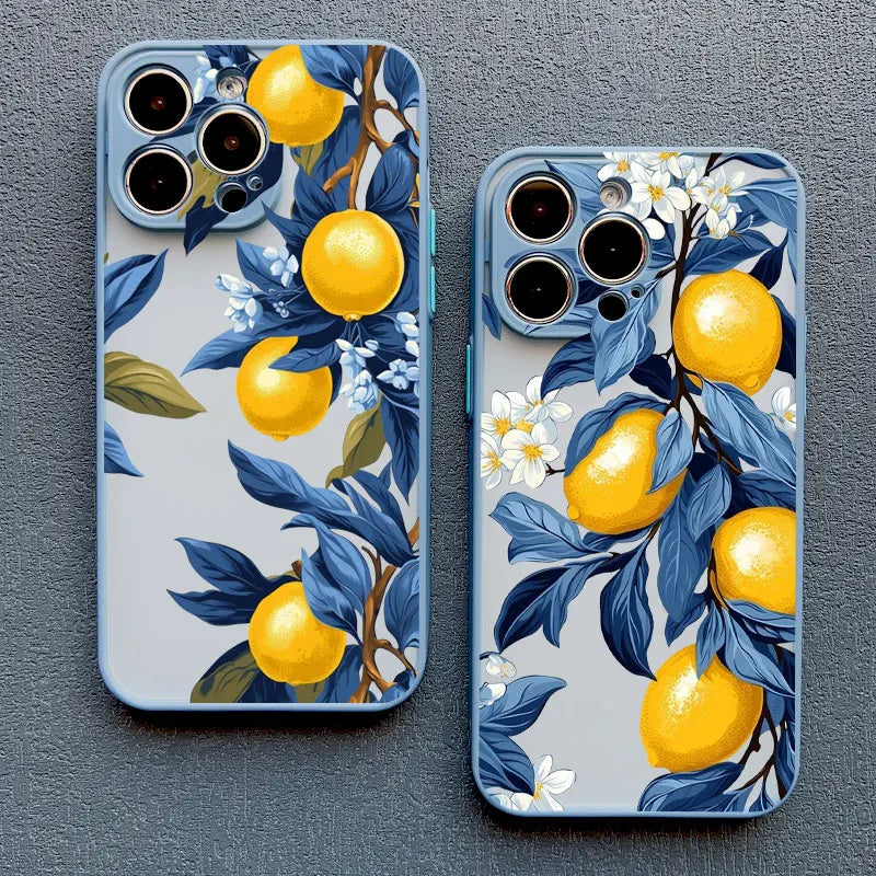 Retro Fruit Lemon Phone Case For iPhone 16 15 14 Pro Max Plus 13 12 11 Pro Max Mini X XS XR 7 8 Plus SE2