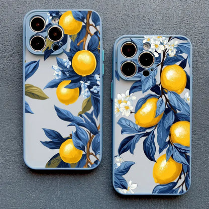 Retro Fruit Lemon Phone Case For iPhone 16 15 14 Pro Max Plus 13 12 11 Pro Max Mini X XS XR 7 8 Plus SE2