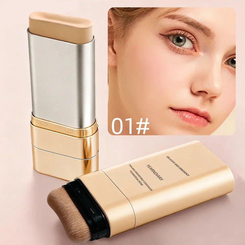 Light and Comfortable Concealer Foundation Cream,Long-lasting and Brightening Moisturizing Double-ended Foundation Cream