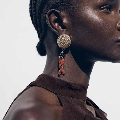 Fish Pendant Earrings  Luxury Style