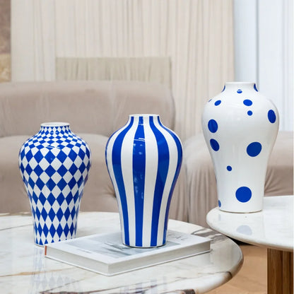 Modern Style Vase Blue Ceramic for Home Decoration