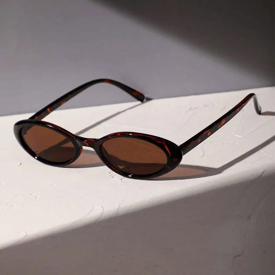 New Women's Oval Leopard & Black Sunglasses