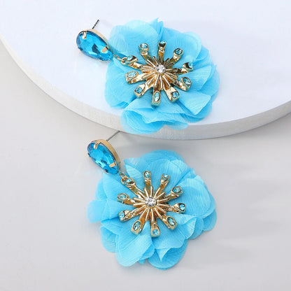 Style Handmade Cotton Lace Flower Earrings For Women Elegant Luxury Jewelry