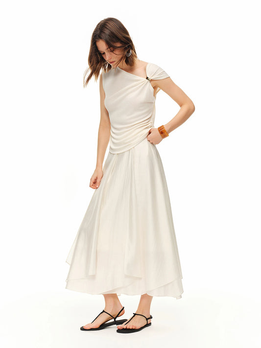 Summer Women's Twist Knot Button Tuck Detail Blouse Waist-Defining Fit - Sophisticated Romantic for Evening