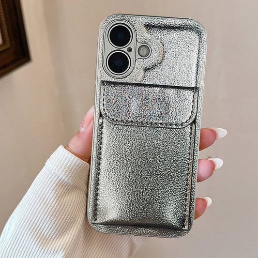 Stylish Card Slot Bag Holder Leather Texture Case For iPhone 16 Pro Max 15 13 14 Shockproof Wallet Cover