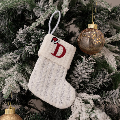 1PC A-Z Letter Hanging Christmas Stockings Knitted Socks Christmas Tree Hanging