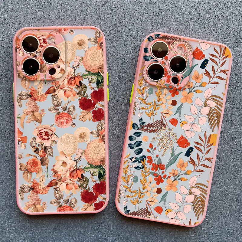 Elegant Pink Purple Flower Phone Case For iPhone 16 17 15 14 13 12 11 Pro Max Covers Mini  7 8 Plus XS X XR