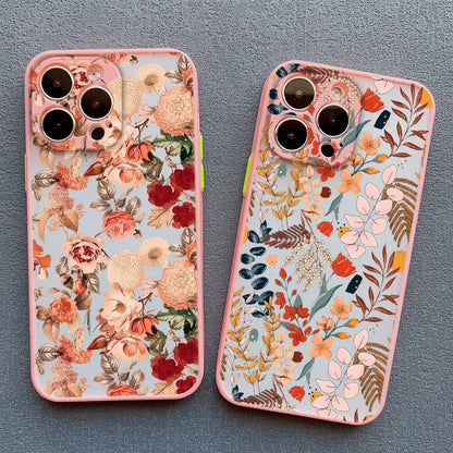 Elegant Pink Purple Flower Phone Case For iPhone 16 17 15 14 13 12 11 Pro Max Covers Mini  7 8 Plus XS X XR