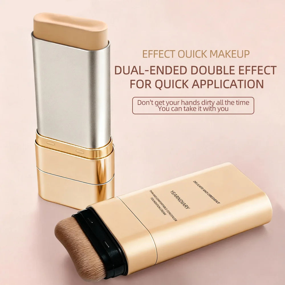 Light and Comfortable Concealer Foundation Cream,Long-lasting and Brightening Moisturizing Double-ended Foundation Cream