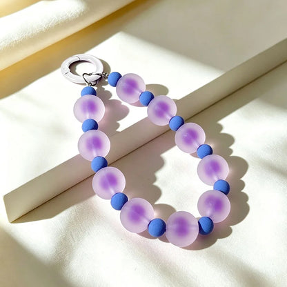 Jelly Colorful Acrylic Beaded Phone Charm Strap Frosted Style Wristlet Lanyard Keychain Pendant for Phone Case Bag Accessories