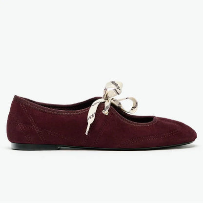 Ballet Flats Lace Up Round Toe Shoes Women Shallow Comfy Casual & Soft