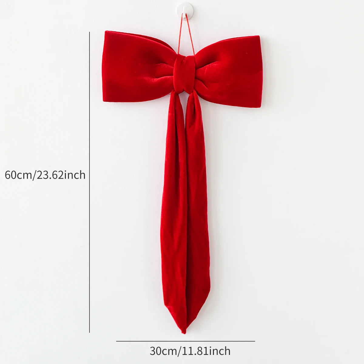 Christmas long velvet bow ornament for Christmas decoration Elegant bow design for tree and home decoration