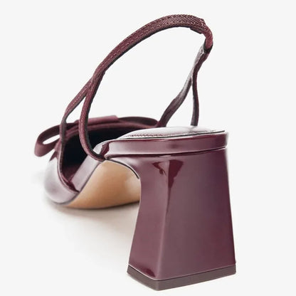 Burgundy Patent Leather Pointed Toe Women