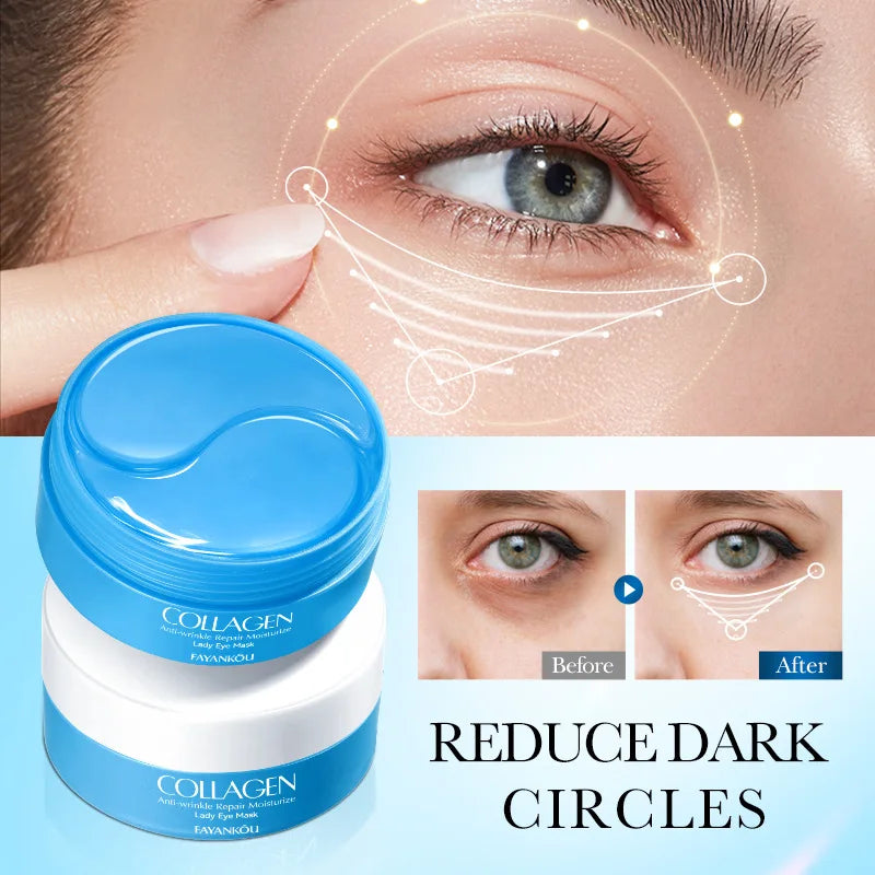 Lot de 60 masques pour les yeux au collagène cristal, anti-cernes, élimine les poches sous les yeux, raffermit, hydrate, patchs pour les yeux, coussinets en gel, soins de la peau