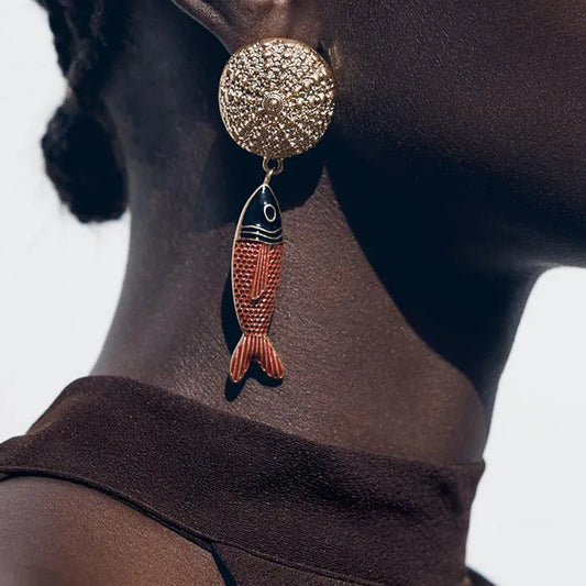 Fish Pendant Earrings  Luxury Style