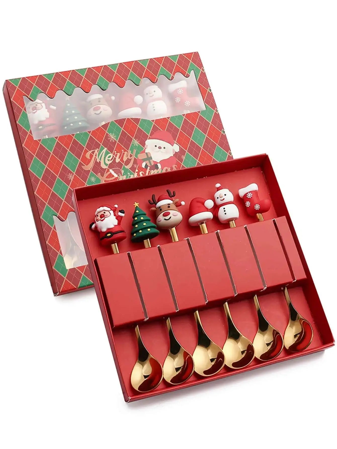 Christmas Set Stainless Steel Creative Cartoon Knife Fork Spoon 2/4/6pcs Set Holiday