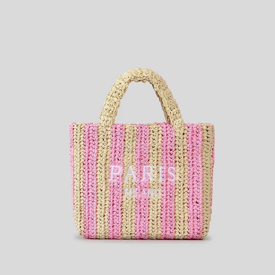 Handbags Summer Striped Straw Bag Candy Color Travel Beach Bag