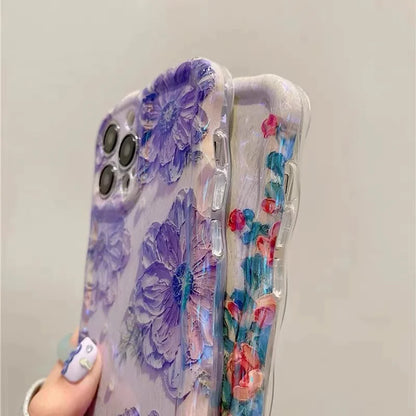 Coque de téléphone de luxe à fleurs laser roses pour iPhone 14 Pro Max 11 12 13 15 Pro Max Protection d'objectif antichoc Pare-chocs Couverture souple