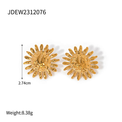 Gold Plated Stainless Sunflower Earrings & Pendant Necklace