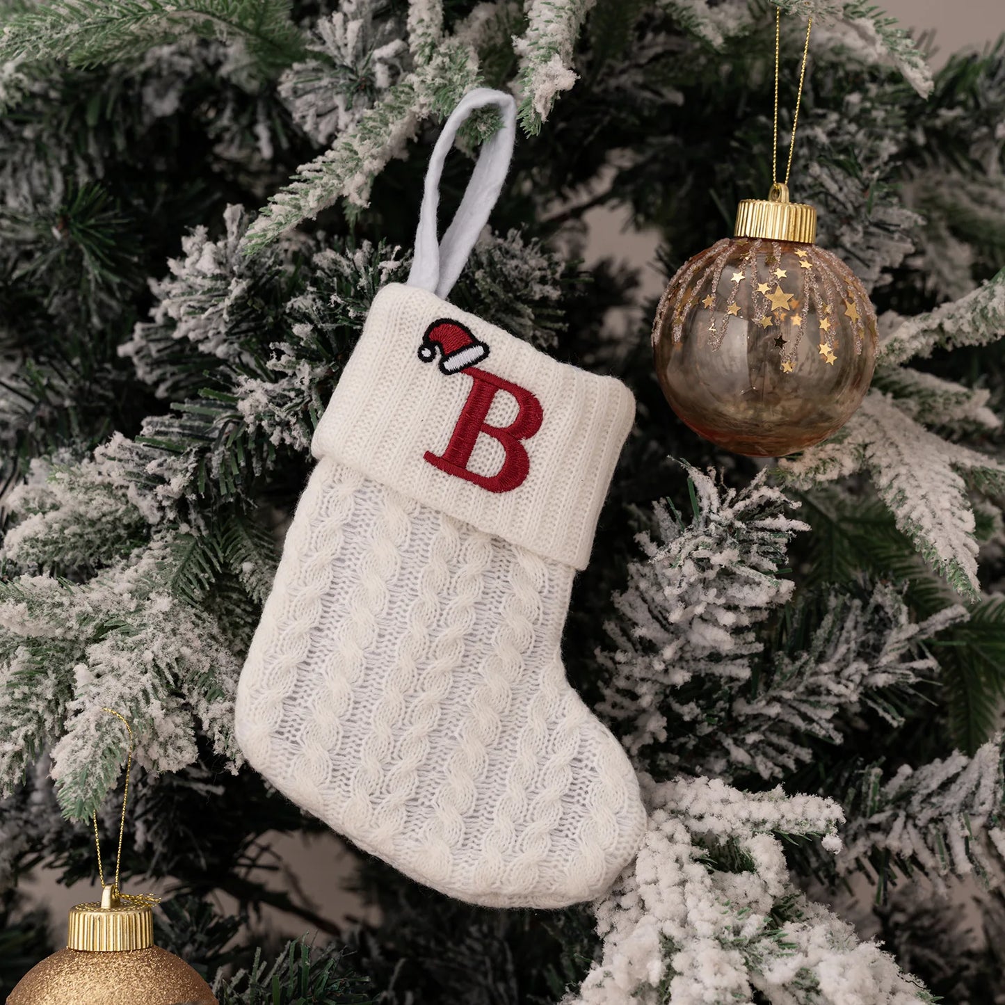 1PC A-Z Letter Hanging Christmas Stockings Knitted Socks Christmas Tree Hanging