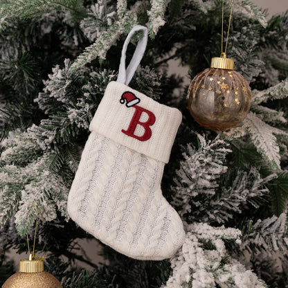 1PC A-Z Letter Hanging Christmas Stockings Knitted Socks Christmas Tree Hanging