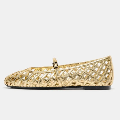 Ballet Flats Women Gold Hollow Women Sandals