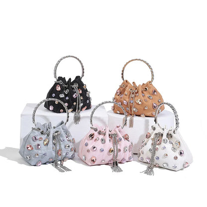 New Rhinestone Tassel Bucket Bags for Women