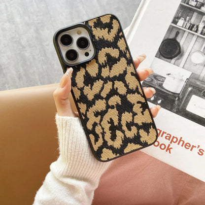 Luxury Diverse Fabric Phone Case, Plaid, Leopard Print, Light, Advanced Fashion, iPhone 16 ,15, 14 Plus, 13, 12, 11 Pro Max