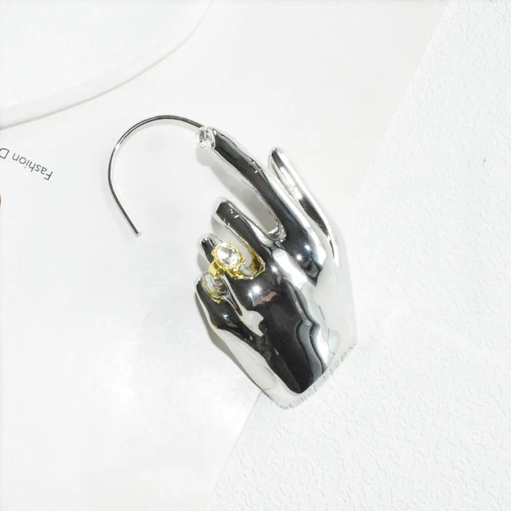 1PC Novelty Design Metal Hand Left Earcuff Dangle Earrings For Women
