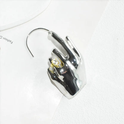 1PC Novelty Design Metal Hand Left Earcuff Dangle Earrings For Women