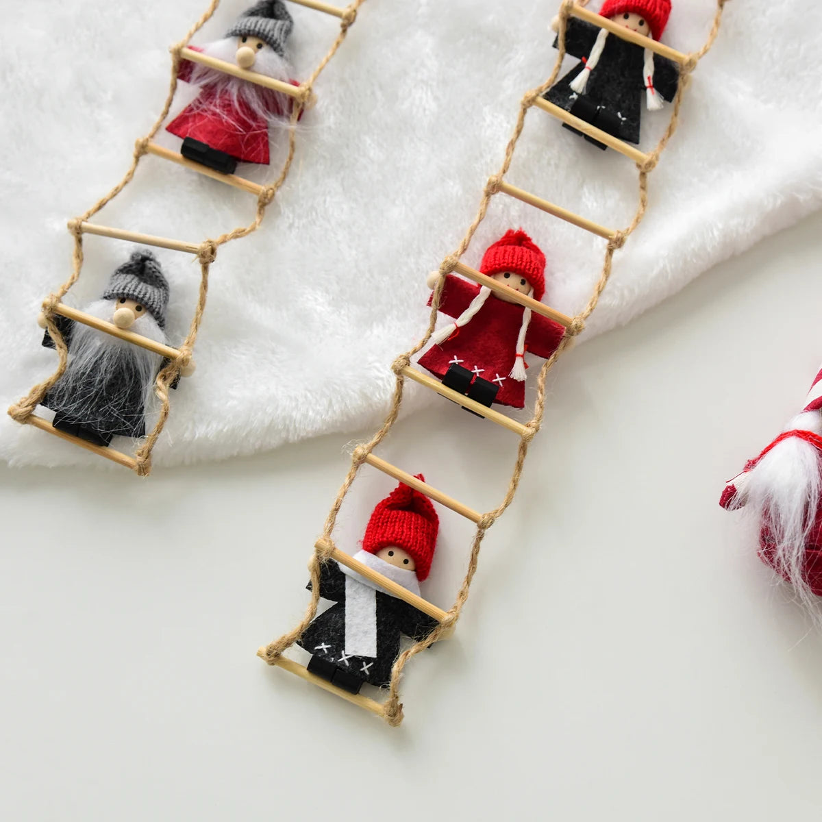 Christmas Wool Felt Figurine Old Man Climbing Ladder Decoration Pendant for Christmas Tree