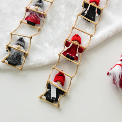 Christmas Wool Felt Figurine Old Man Climbing Ladder Decoration Pendant for Christmas Tree