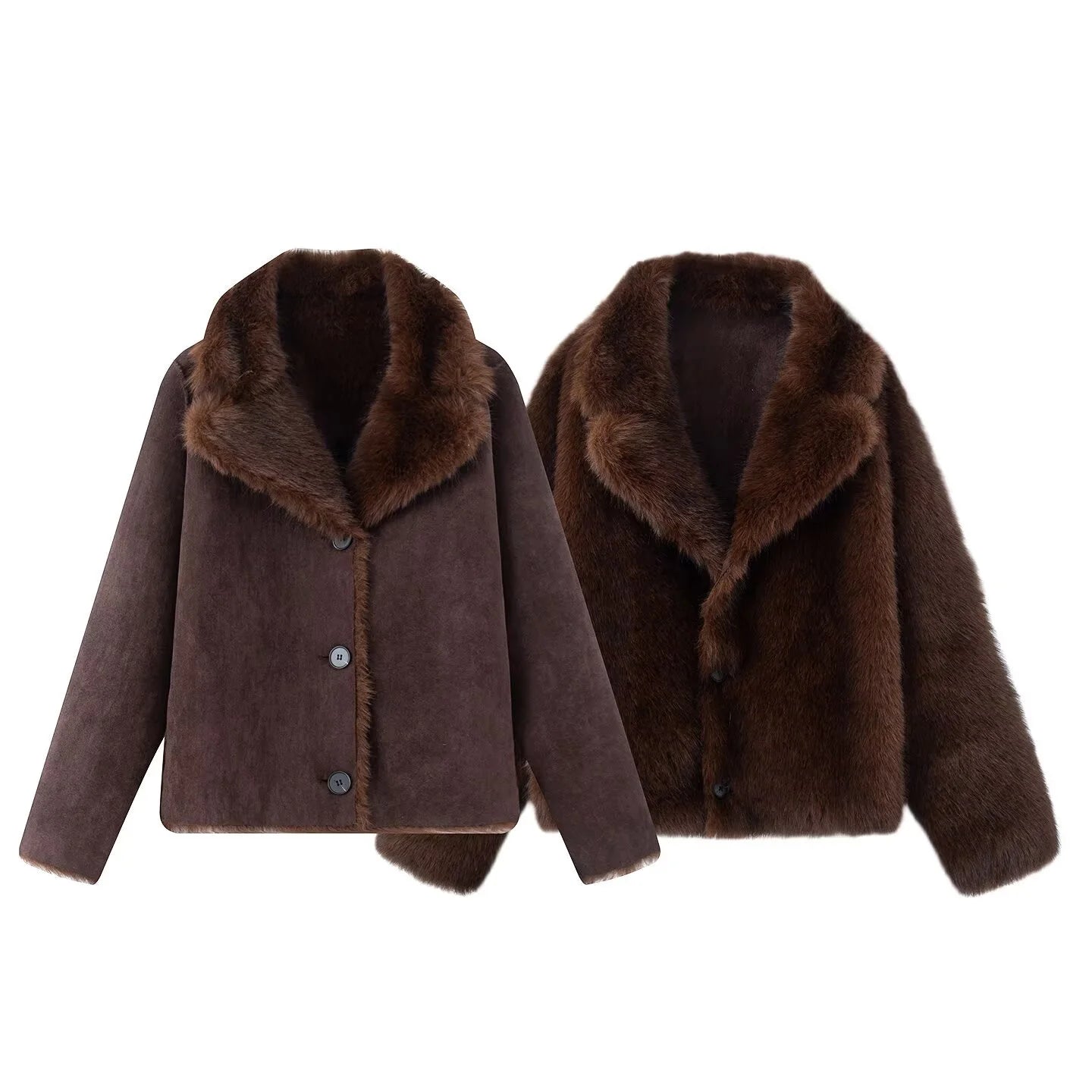 New Women's Casual Simple Elegant Faux Fur Coat
