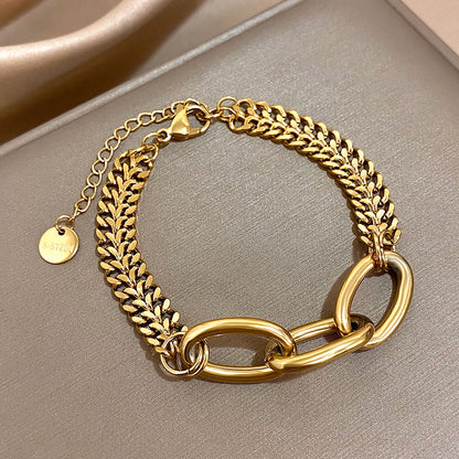 Bracelet for Women Fashion Punk Golden Thick Bracelets Simple Wrist Jewelry