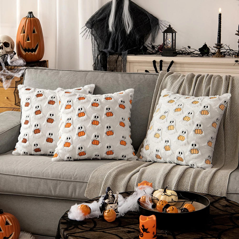 45*45cm Ghost Pumpkin Cushion Cover Halloween Throw Pillow Cover Pumpkin