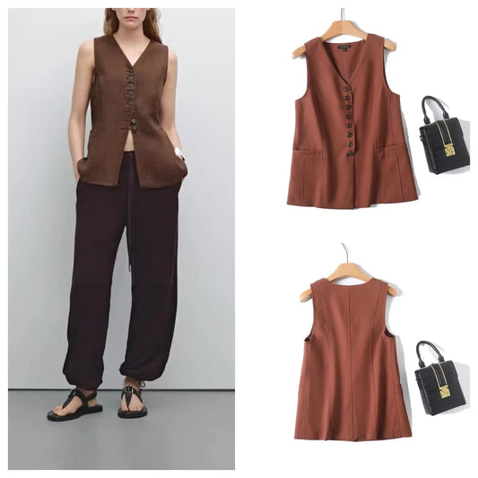 New linen blended vest