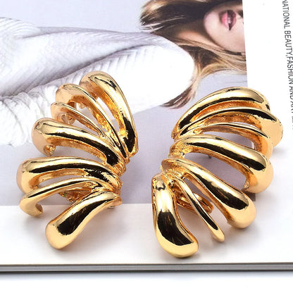 Vintage Women Personalized Jewelry Irregular Metal Striped Earrings