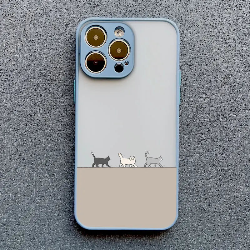 Stacked Cat Phone Case for iPhone 16 15 14 13 12 11 Pro Max 13 12 Mini X XR XS 7 8 Plus Matte Cover Girls Cute Gifts Phone Shell