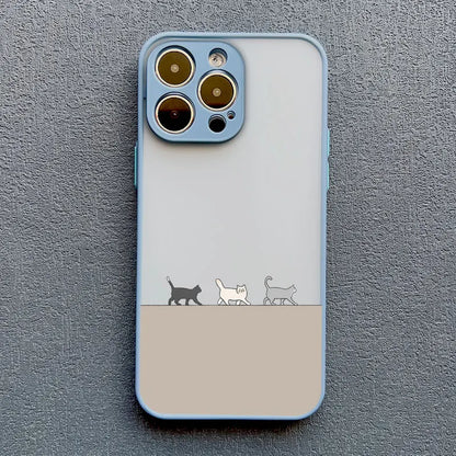 Stacked Cat Phone Case for iPhone 16 15 14 13 12 11 Pro Max 13 12 Mini X XR XS 7 8 Plus Matte Cover Girls Cute Gifts Phone Shell