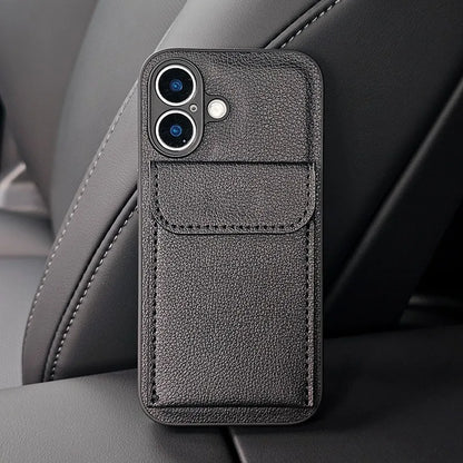 Stylish Card Slot Bag Holder Leather Texture Case For iPhone 16 Pro Max 15 13 14 Shockproof Wallet Cover