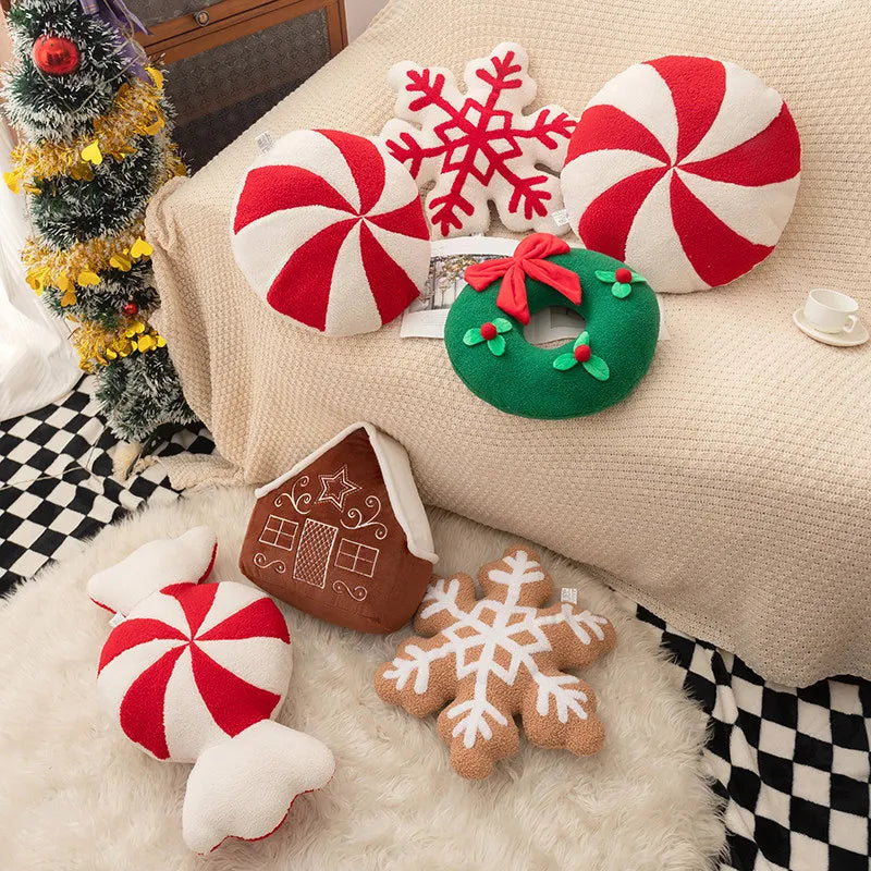 Candy Wreath Snowflake Cushion Plush Pillow