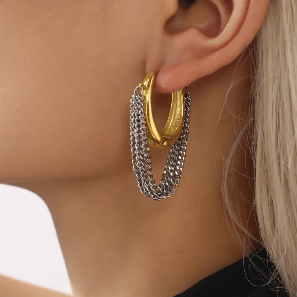 New Silver U-shaped Earrings Women's Stainless Steel Gold-plated Personalized Earrings