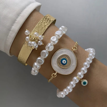 Vintage Multi-Layered Stacking Bracelet Set for Women Men Trendy Turkish Lucky Blue Evil Eye Beaded