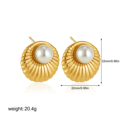 Elegant Stainless Gold Plated Pearl Steel Earrings for Women
