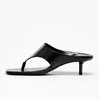 Black Soft High Heel Slippers