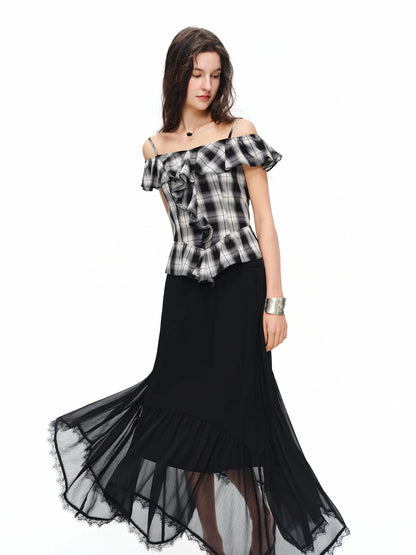 Summer New Arrival Elegant  Midi Skirt High-waisted Black