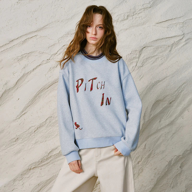 Women Sweatshirt New Striped Stand Collar Warm Loose Top