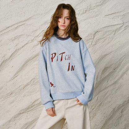 Women Sweatshirt New Striped Stand Collar Warm Loose Top