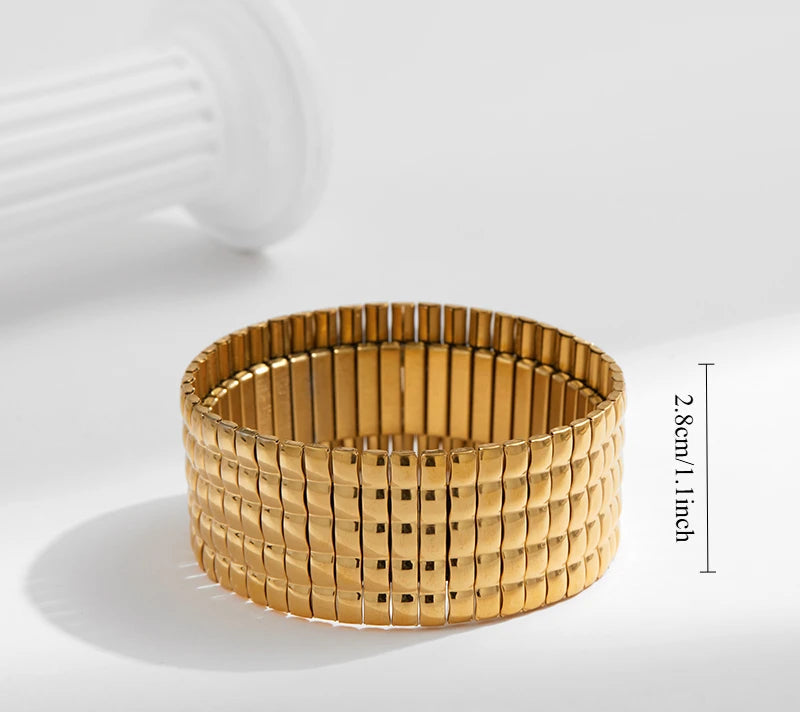New Gold Plated Stainless Elastic Bracelet For Women