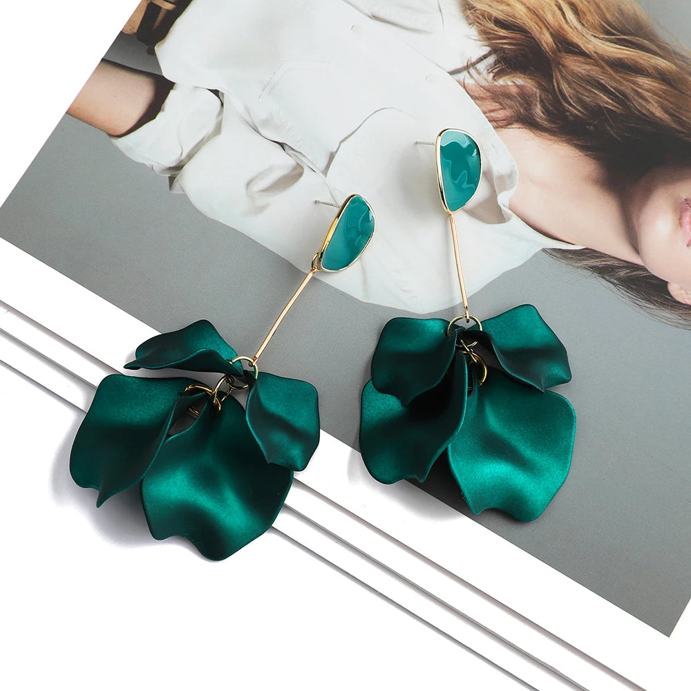 Romantic Sweet Acrylic Petal Long Dangle Drop Earrings For Women Girl Trend Luxury Fairy Grunge Pendant Jewelry Accessories